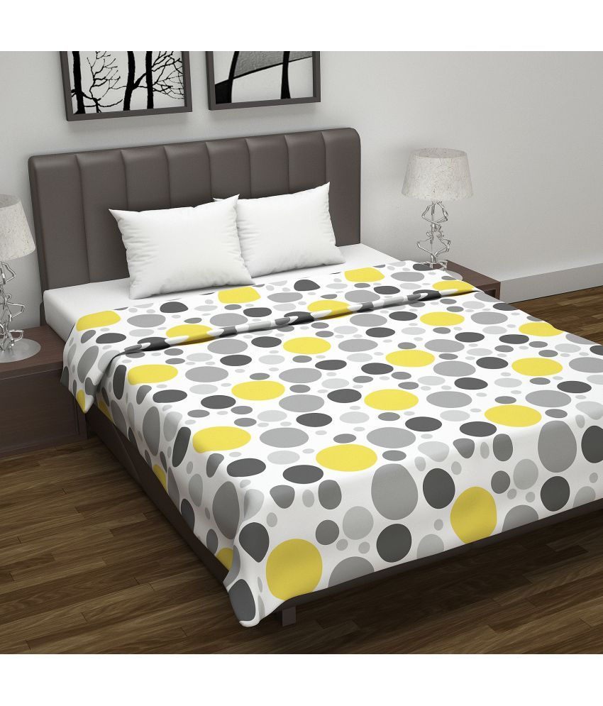     			DIVINE CASA Cotton Polka Dots Double Bed Blanket ( 220 cm x 205 cm ) - Grey ( Pack of 1 )