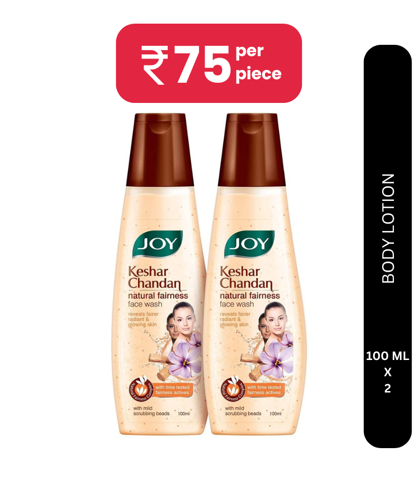     			Joy Keshar Chandan Natural Glowing Skin & Fairness Face Wash 200ml, (Pack of 2 X 100ml)