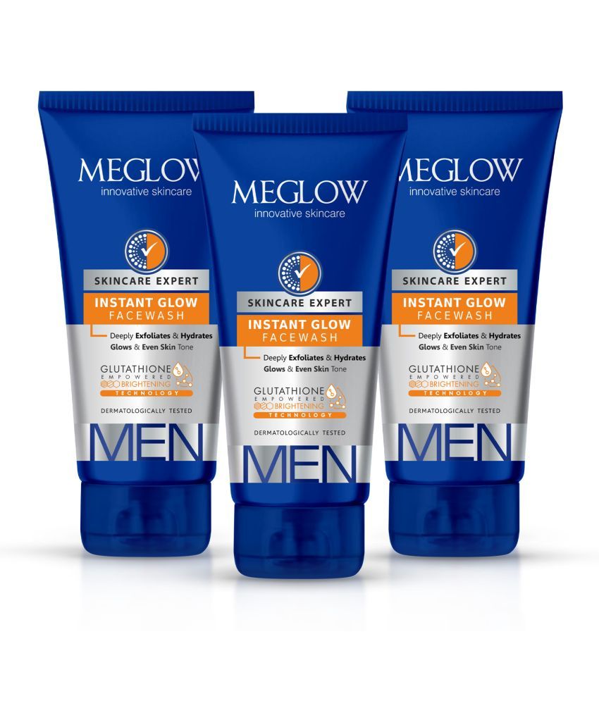     			Meglow Instant Glow Facewash for Men for Skin Brightening for Even Skin Tone 100g ( Pack of 3 )