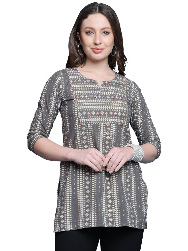     			Rajnandini Pack of 1 Cotton Printed Straight Women's Kurti - ( Grey )