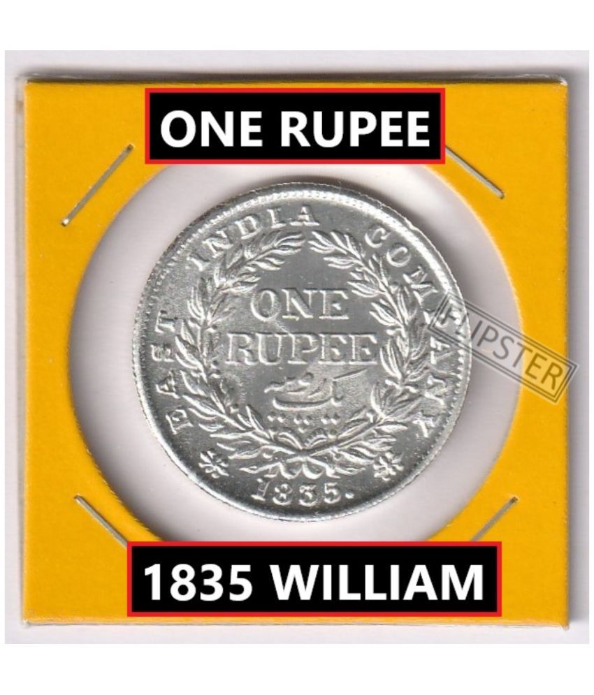     			Rare 1 Rupee 1835 William 4th, old British India Silverplated Coin Collection