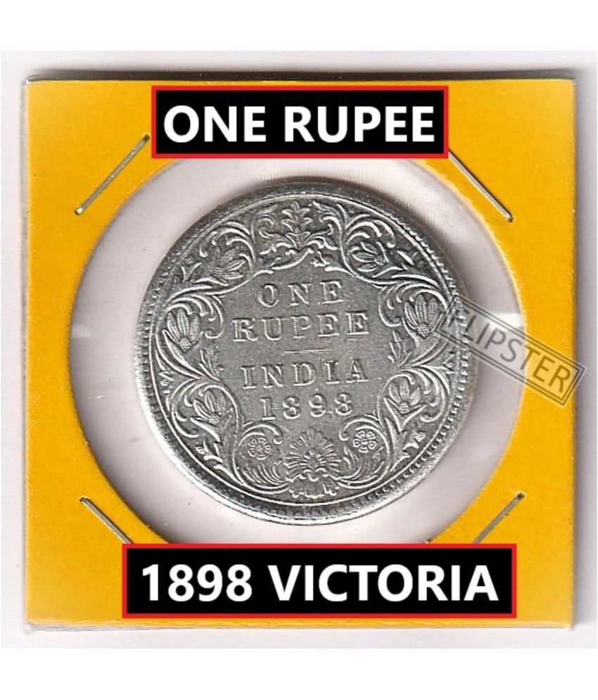     			Rare 1 Rupee 1898 Victoria Queen, old British India Silverplated Coin Collection