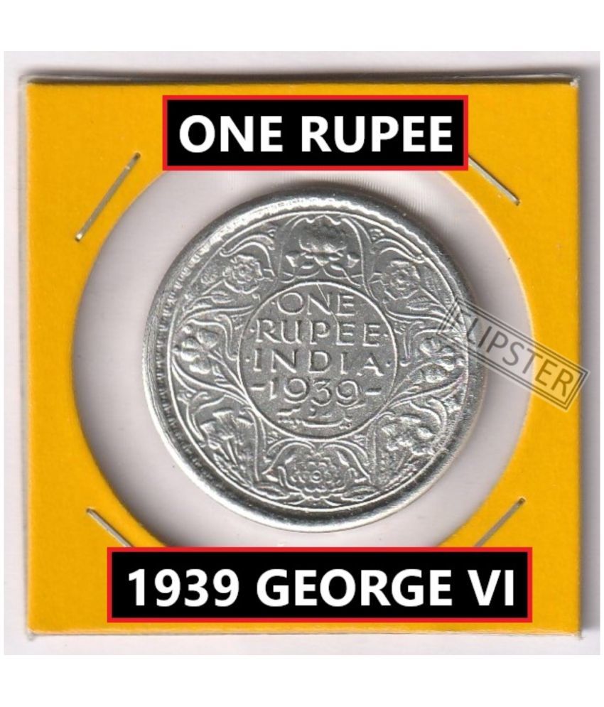     			Rare 1 Rupee 1939 King George VI, old British India Silverplated Coin Collection