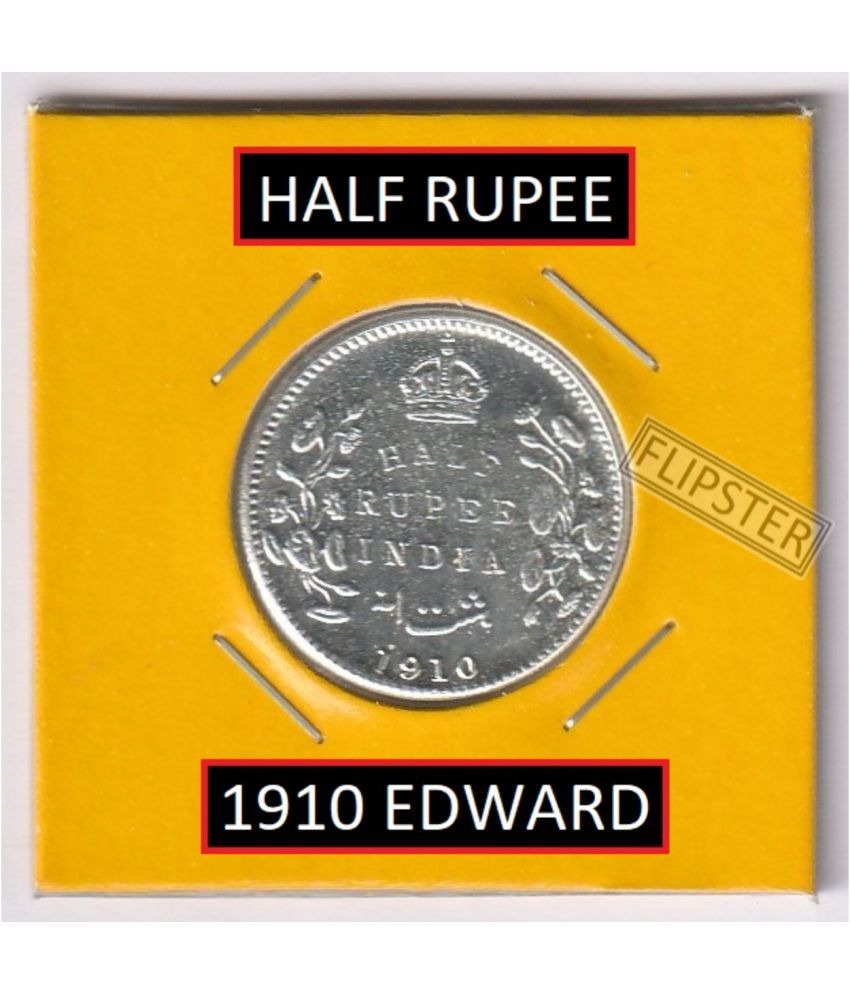     			Rare Half Rupee 1910 Edward VII, old British India Silverplated Coin Collection