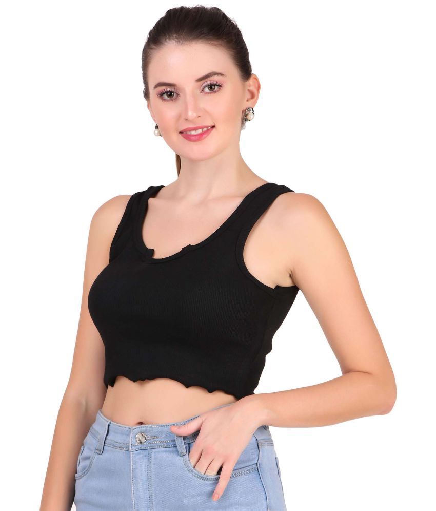     			S Stair Black Cotton Blend Women's Crop Top ( Pack of 1 )