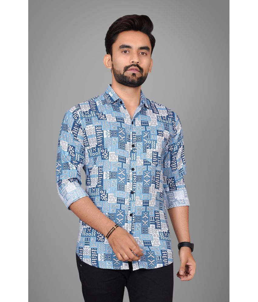     			SUR-T Viscose Regular Fit Printed Full Sleeves Men's Casual Shirt - Blue ( Pack of 1 )