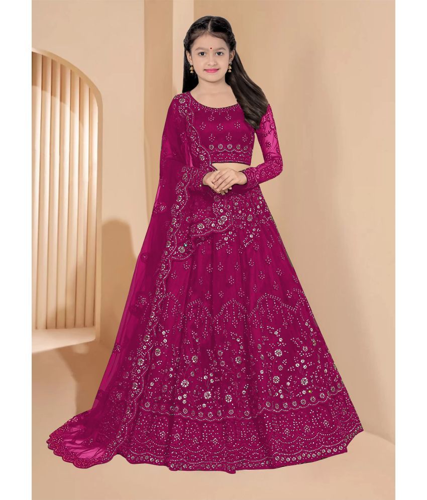     			piludi Net Lehenga Choli Set For Girls ( Pack of 1 , Purple )