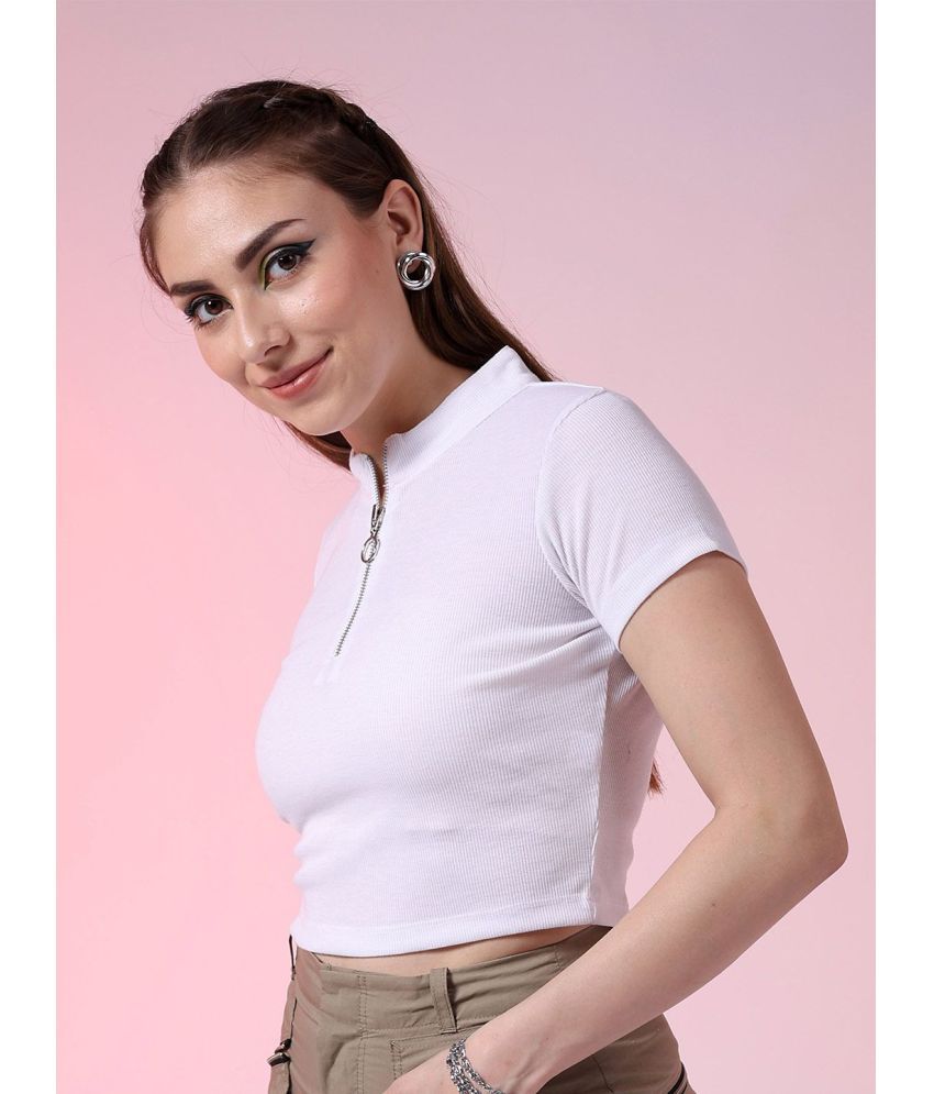     			Freehand White Polyester Women's Crop Top ( Pack of 1 )