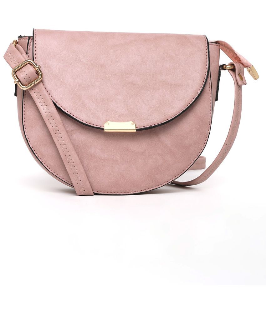     			Lookout Fashion Sling Bag Faux Leather Set of 1 ( Pink )