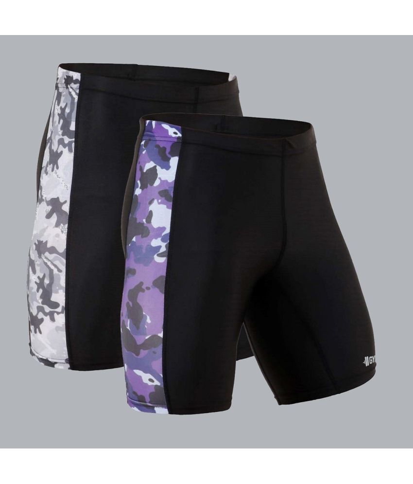     			NEVER LOSE Purple Polyester Men's Cycling Shorts ( Pack of 2 )