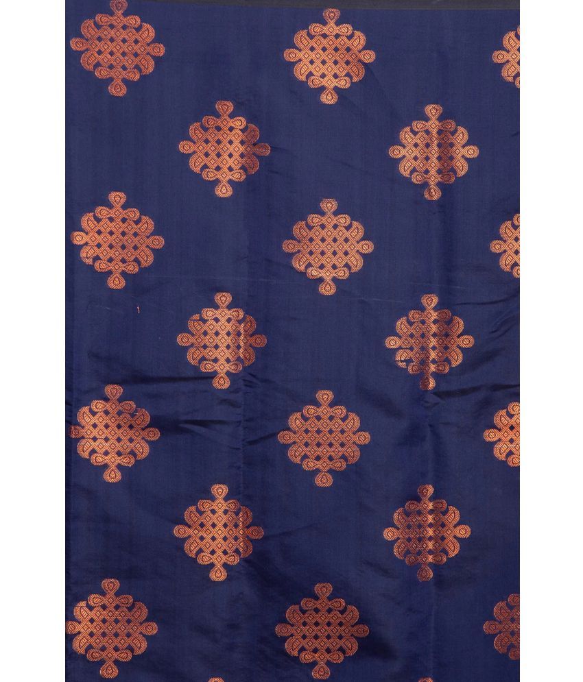     			Vividvibe Pack of 1 Kanjivaram Silk Self Design Saree With Blouse Piece ( Blue )