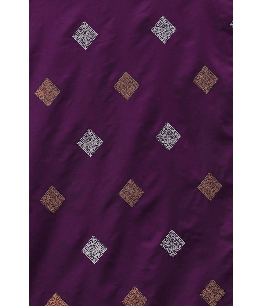     			Vividvibe Pack of 1 Kanjivaram Silk Self Design Saree With Blouse Piece ( Purple )