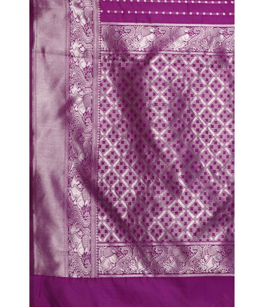     			Vividvibe Pack of 1 Kanjivaram Silk Self Design Saree With Blouse Piece ( Purple )