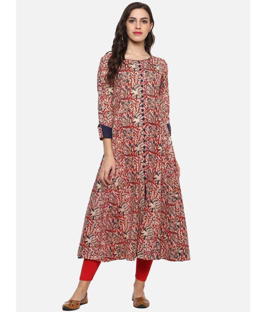     			Yash Gallery Pack of 1 Cotton Printed Anarkali Women's Kurti - ( Red )