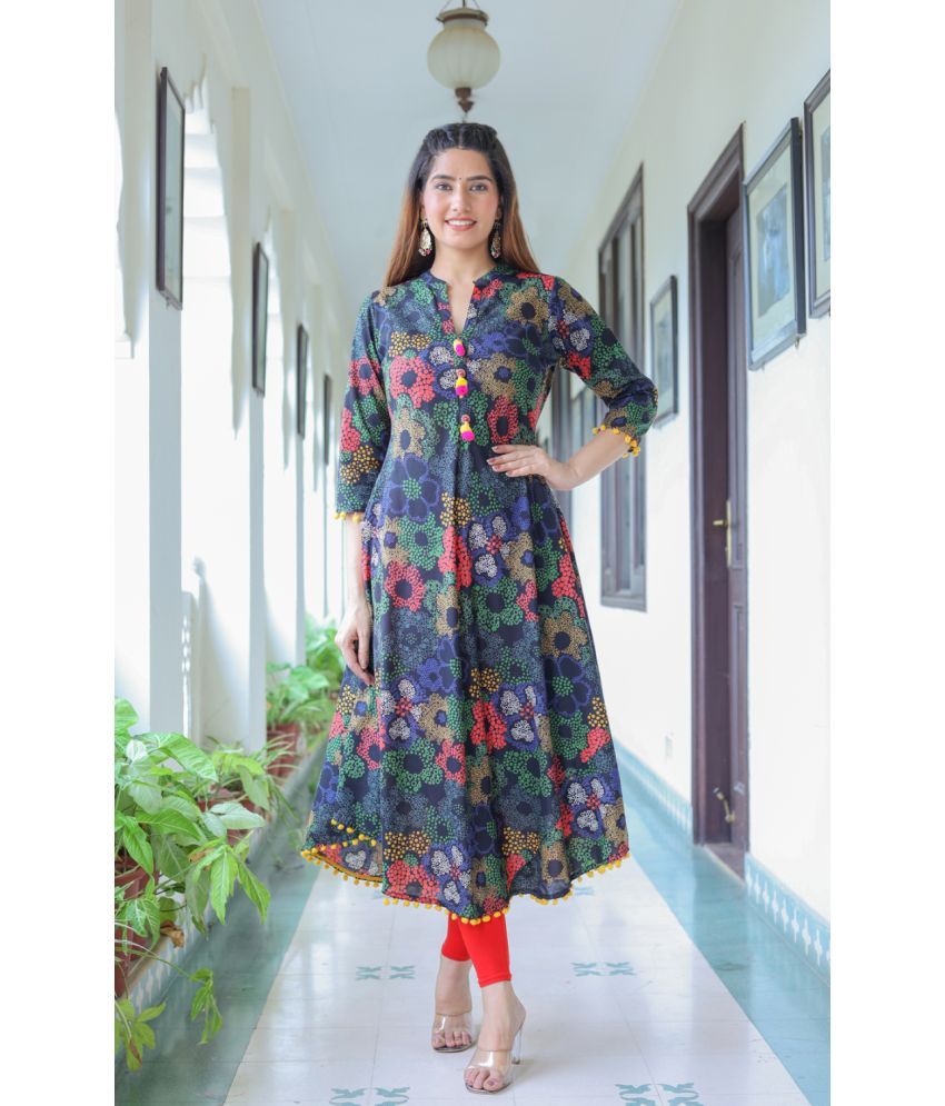     			Yash Gallery Pack of 1 Cotton Printed Anarkali Women's Kurti - ( Multicolor )