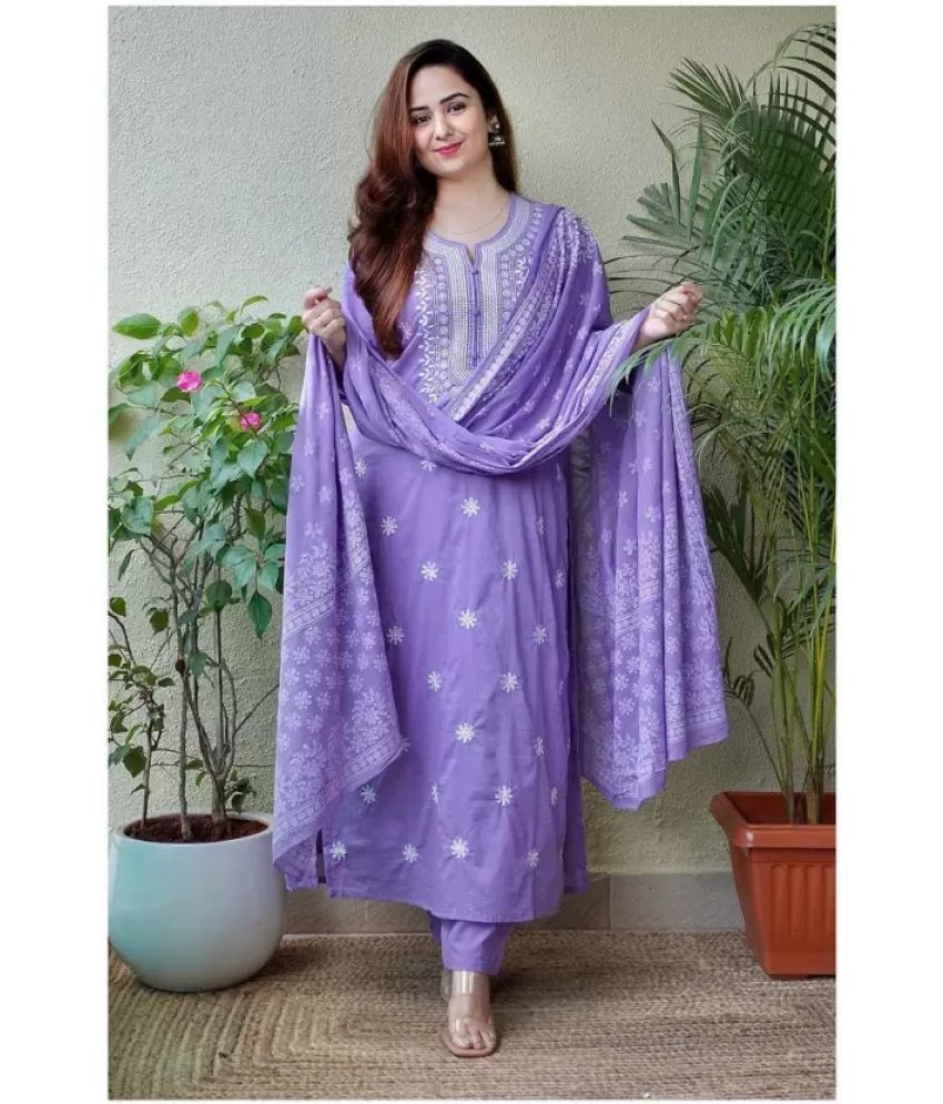     			piludi Viscose Solid Kurti With Pants Women's Stitched Salwar Suit - Lavender ( Pack of 1 )