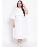 Oxolloxo Cotton Solid Midi Women's A-line Dress - White ( Pack of 1 )