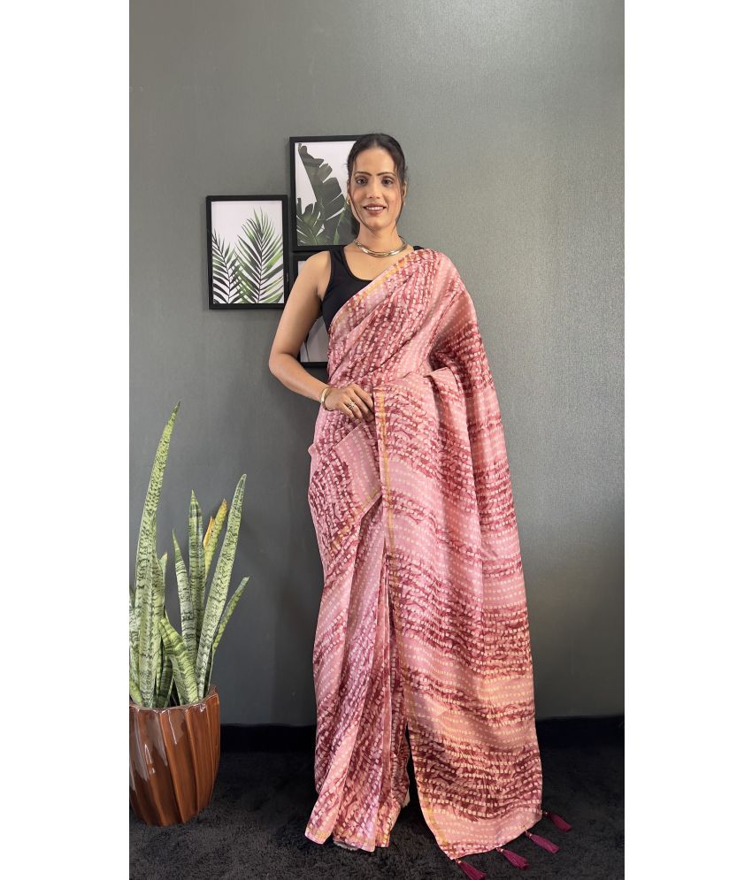     			A TO Z CART Pack of 1 Chiffon Printed Saree With Blouse Piece ( Peach )