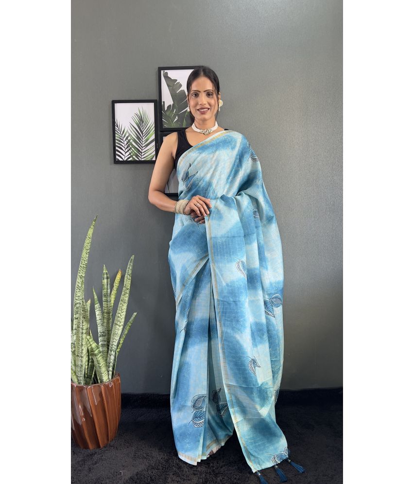     			A TO Z CART Pack of 1 Chiffon Printed Saree With Blouse Piece ( SkyBlue )