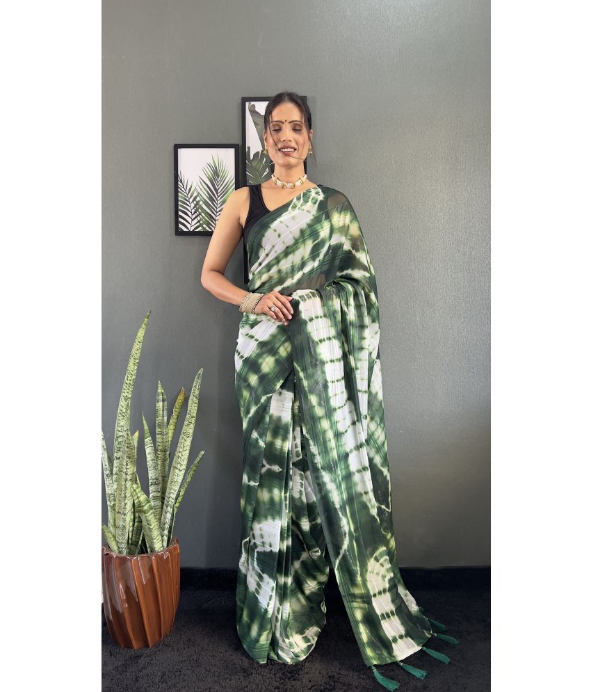     			A TO Z CART Pack of 1 Chiffon Dyed Saree With Blouse Piece ( Green )