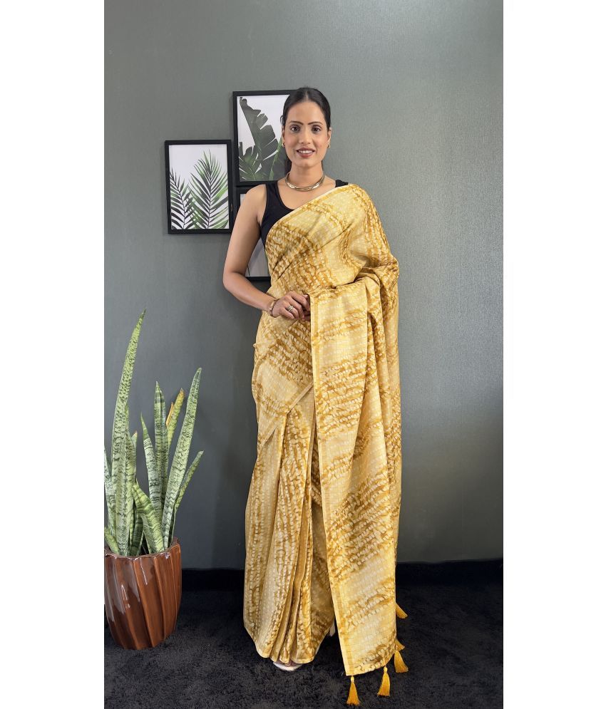     			Aika Pack of 1 Chiffon Printed Saree With Blouse Piece ( Yellow )