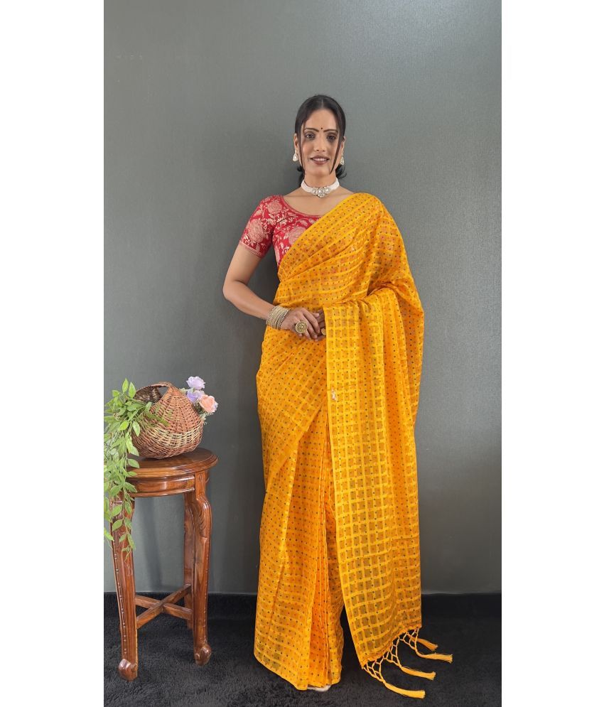     			Aika Pack of 1 Chiffon Printed Saree With Blouse Piece ( Yellow )