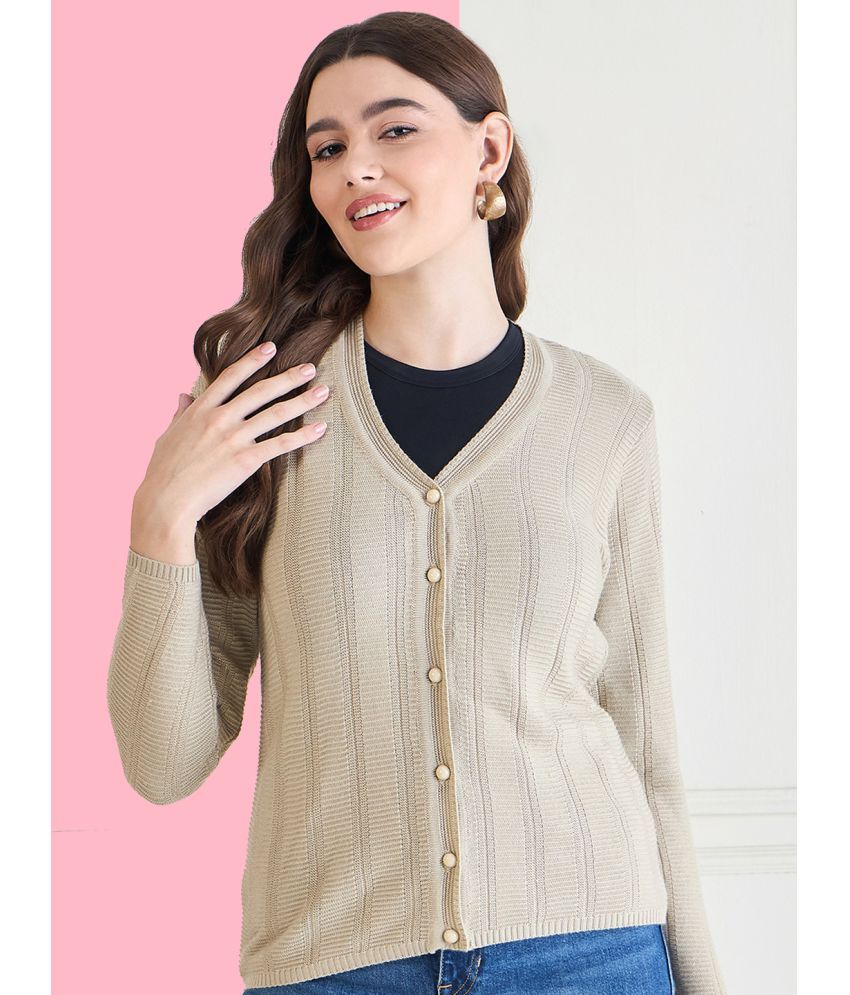     			Clapton Woollen V Neck Women's Buttoned Cardigans - Beige ( )