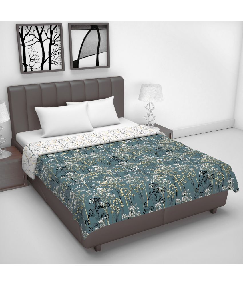     			DIVINE CASA Microfiber Floral Double Bed Dohar - Gray ( )