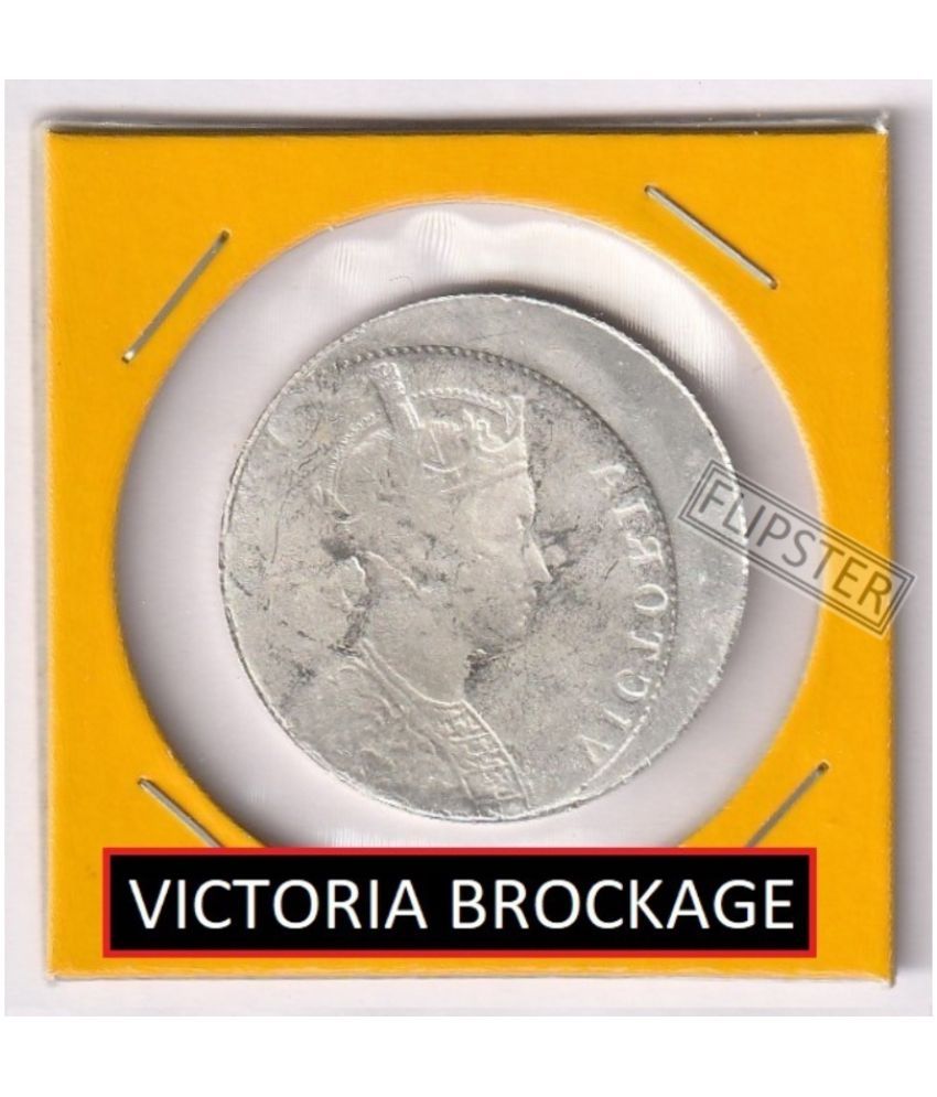     			**Extremely Rare** Brockage Error 1 Rupee 1892 Victoria, old India Silver-Plated Coin Collection