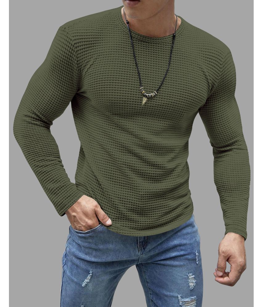     			Eyebogler Cotton Relaxed Fit Solid Full Sleeves Men's Round T-Shirt - Green ( Pack of 1 )