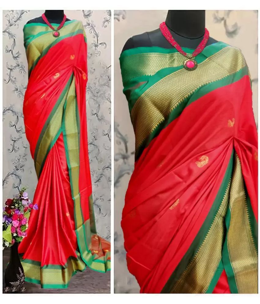     			FAB SILK Pack of 1 Cotton Silk Woven Saree With Blouse Piece ( Multicolor8 )