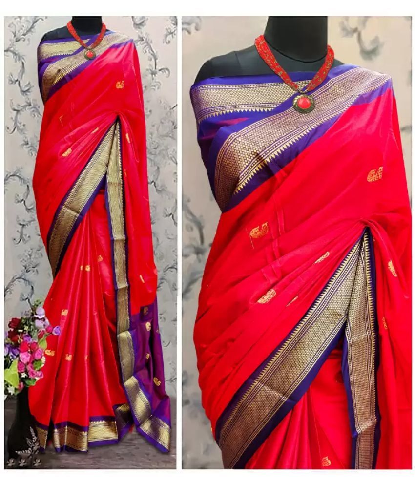     			FAB SILK Pack of 1 Cotton Silk Woven Saree With Blouse Piece ( Multicolor9 )