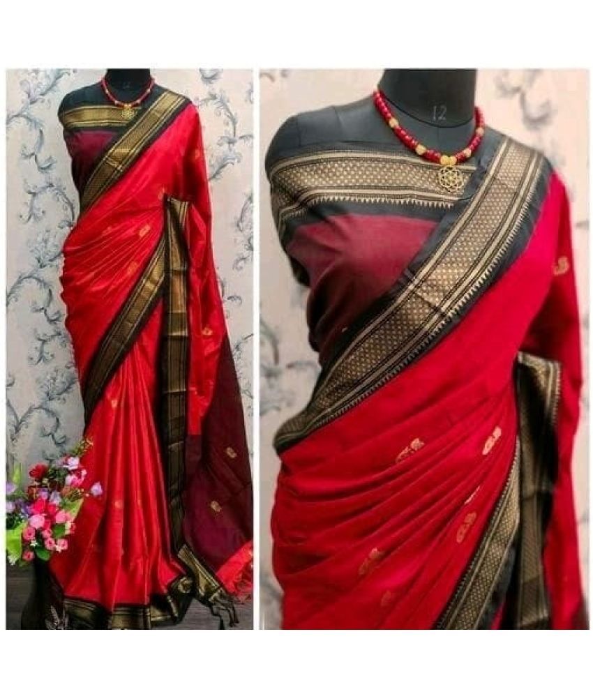     			FAB SILK Pack of 1 Cotton Silk Woven Saree With Blouse Piece ( Red )