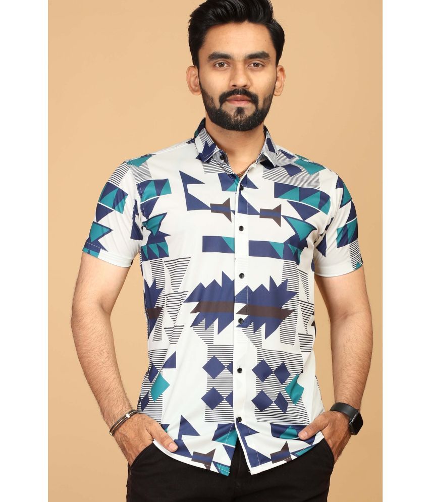     			FABRIPPLE Cotton Blend Regular Fit Printed Half Sleeves Men's Casual Shirt - White ( Pack of 1 )