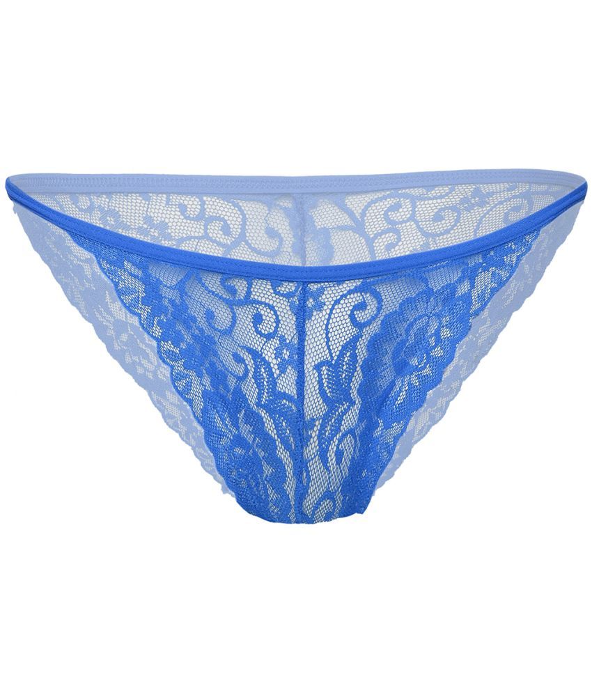     			FIHA Pack of 1 Lace Thongs For Women ( Blue )