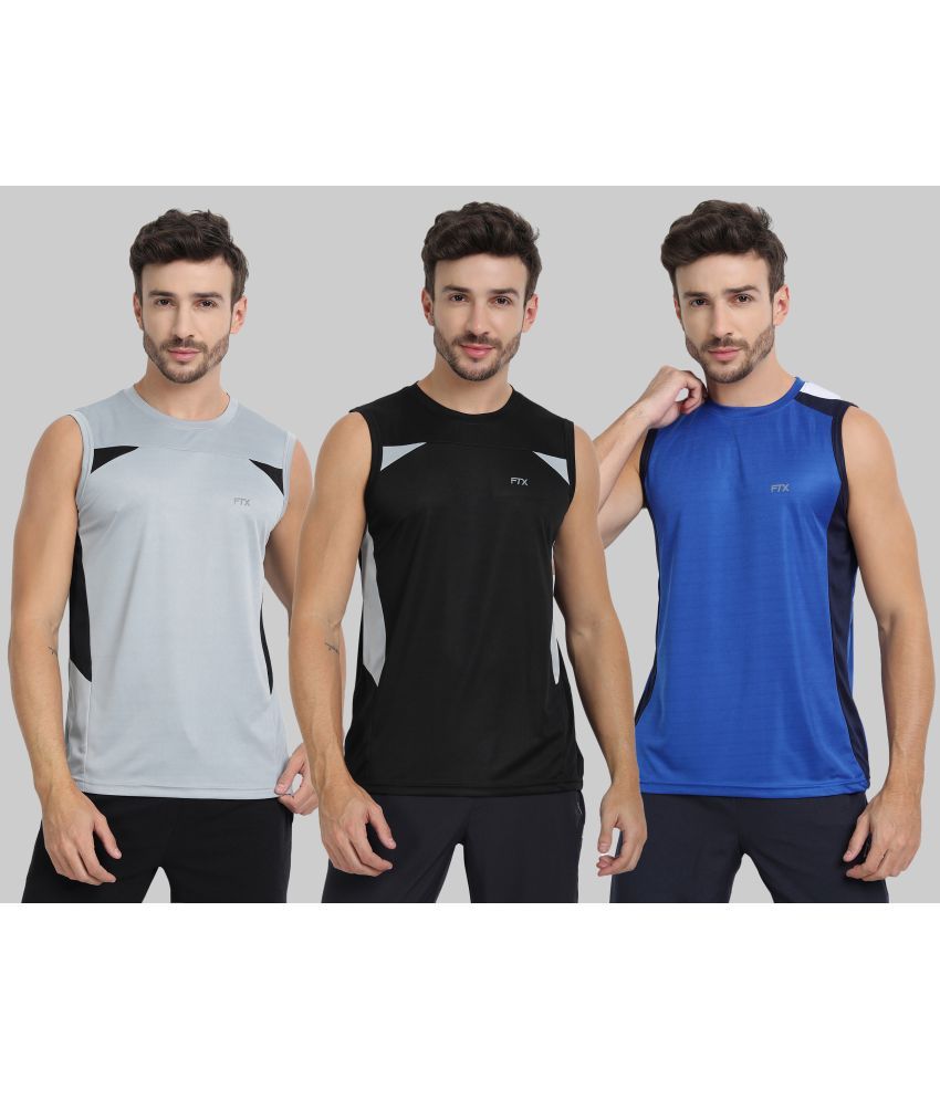     			FTX Pack of 3 Polyester Gym Vest For Men ( Light Grey )