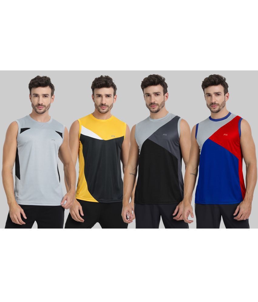     			FTX Pack of 4 Polyester Gym Vest For Men ( Charcoal )