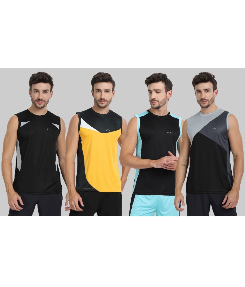     			FTX Pack of 4 Polyester Gym Vest For Men ( Gold )