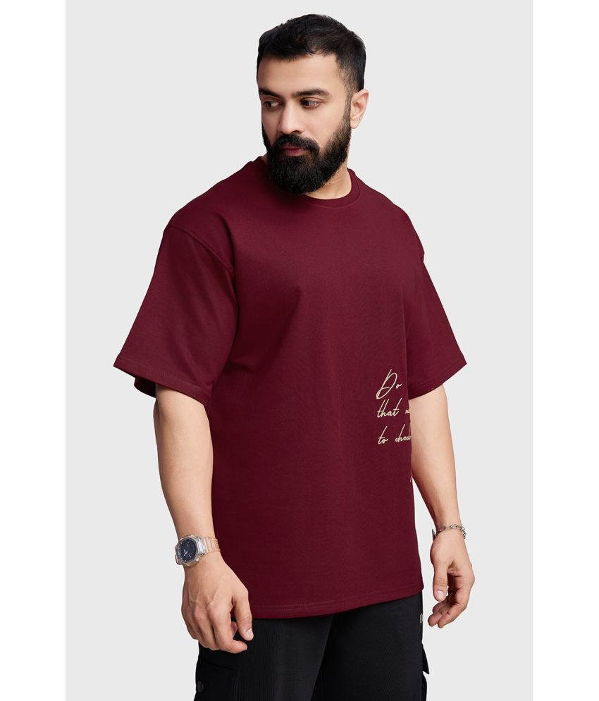     			Fuaark Maroon Cotton Oversized Fit Men's Sports T-Shirt ( Pack of 1 )