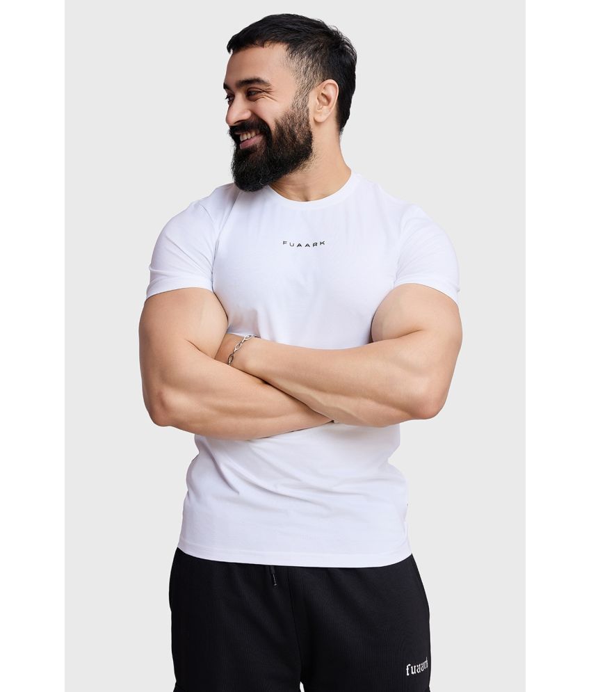     			Fuaark White Cotton Slim Fit Men's Sports T-Shirt ( Pack of 1 )