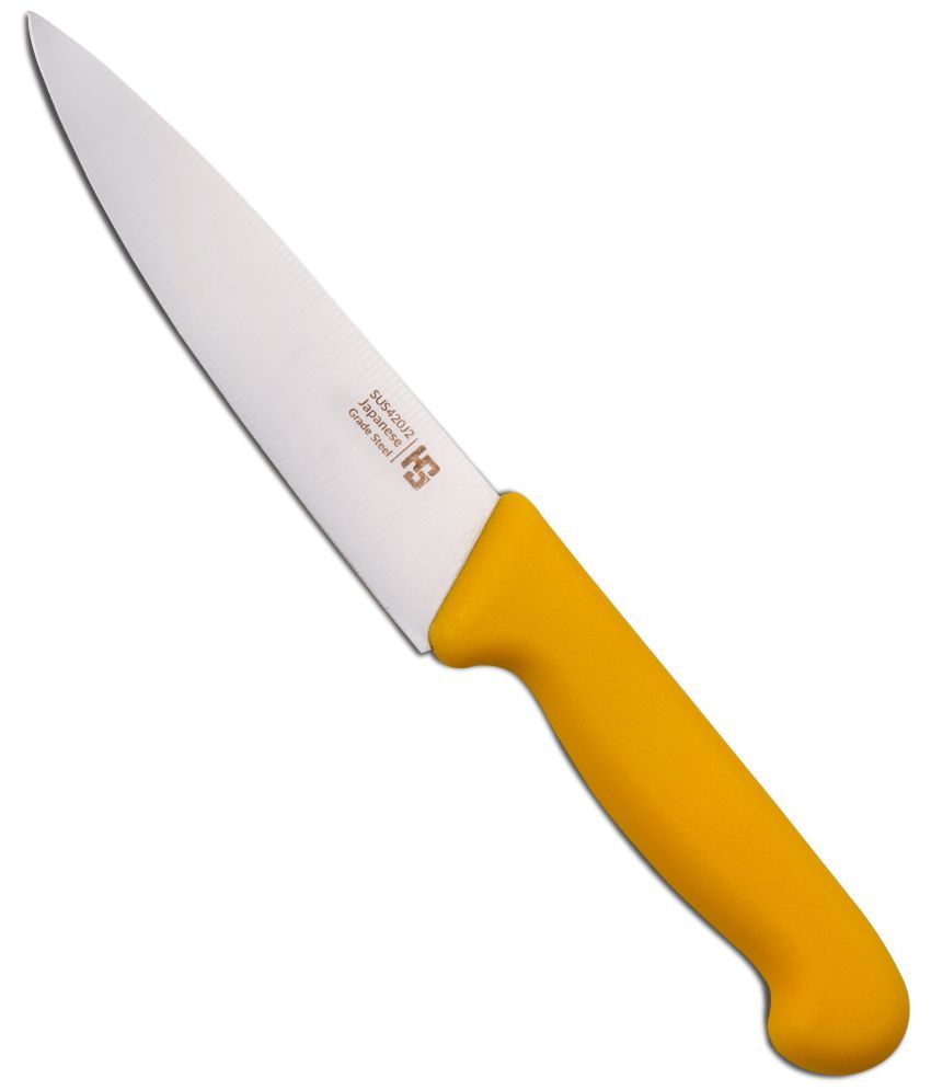     			HS Yellow Stainless Steel Chef Knife Blade Length 15 cm ( Pack of 1 )