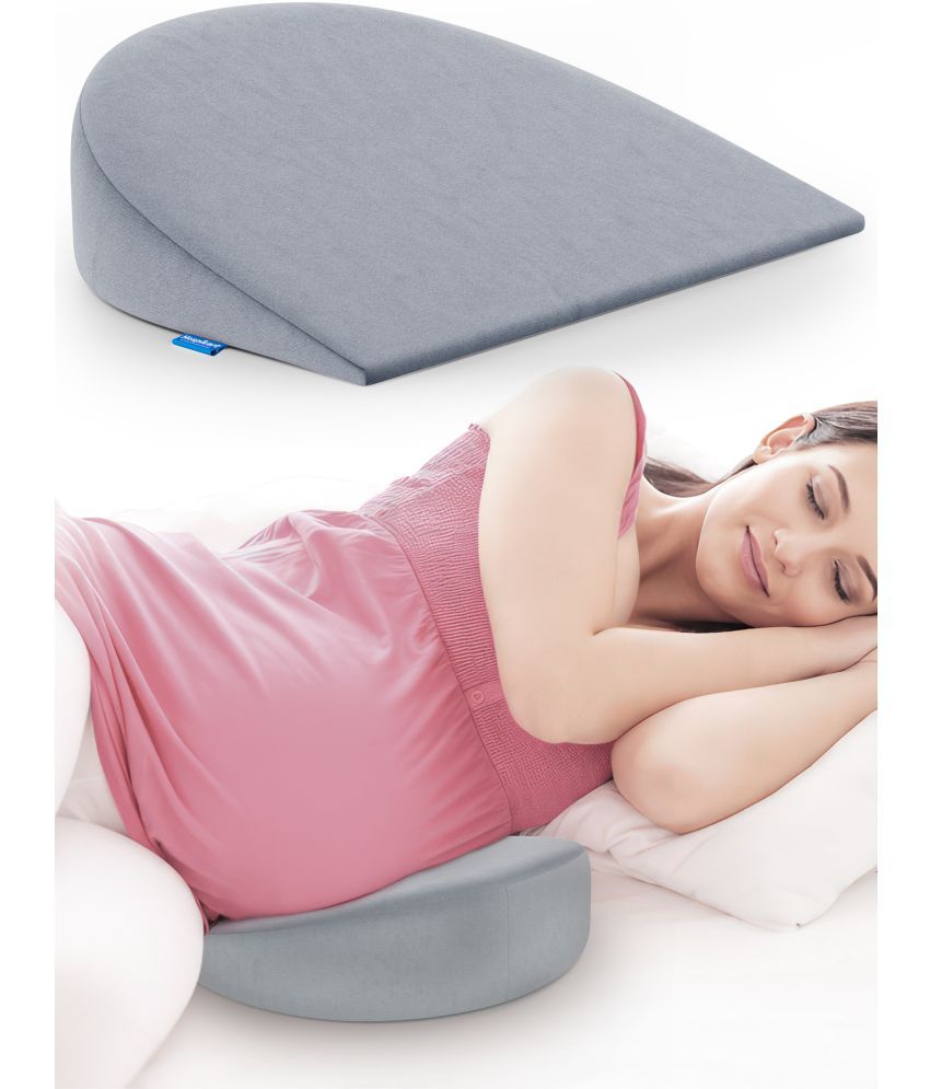     			HOSPIKART Memory Foam Maternity Pillow Wedge for Supporting Belly, Back, Pregnancy Pillow Sleeping (Grey)