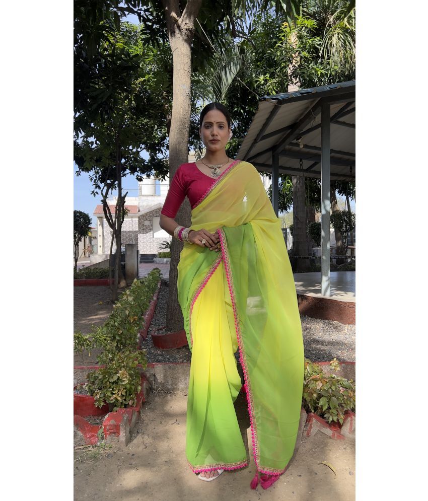     			JULEE Pack of 1 Georgette Dyed Saree With Blouse Piece ( Yellow1 )