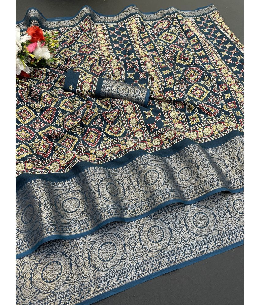     			JULEE Pack of 1 Silk Printed Saree With Blouse Piece ( Rama )