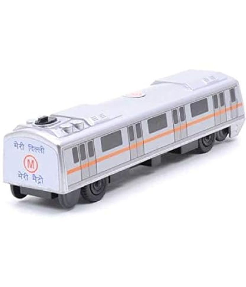     			Kid Made Of Non Toxic Plastic Toys Metro Train/Delhi Matro Toys, Pack Of 1, Pull Back Action Toys, With Soft Edges Around 15 Cm In Length & 100 Gram. Color Silver.