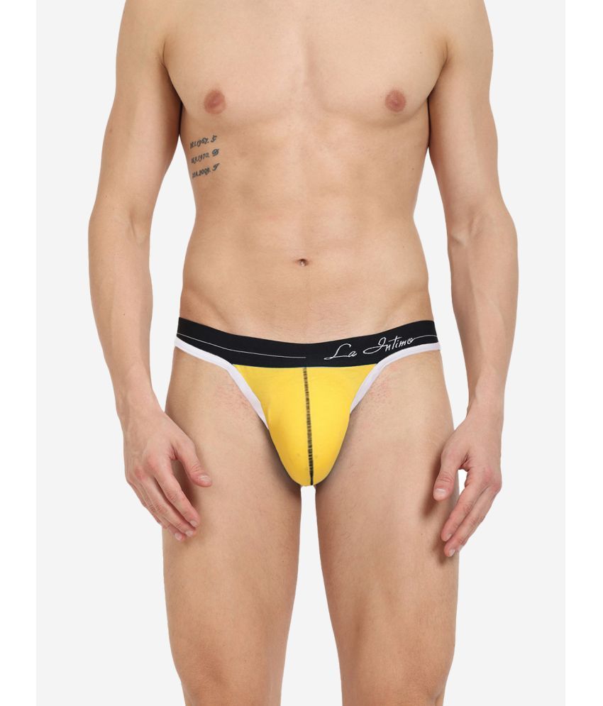     			La Intimo Pack of 1 Cotton Thongs For Men's ( Yellow )