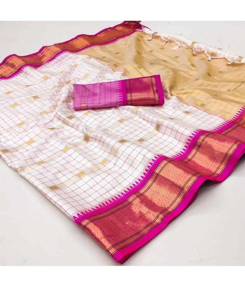     			Lady Shopi Pack of 1 Cotton Silk Woven Saree With Blouse Piece ( Pink )