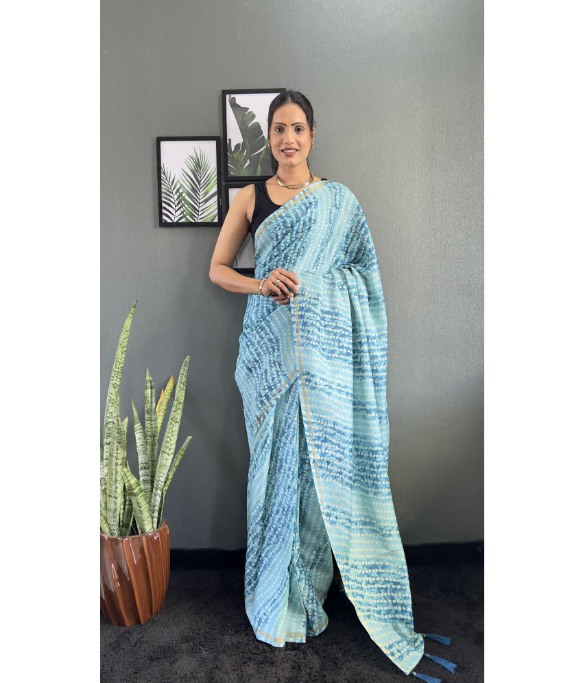     			Lady Shopi Pack of 1 Chiffon Woven Saree With Blouse Piece ( SkyBlue )