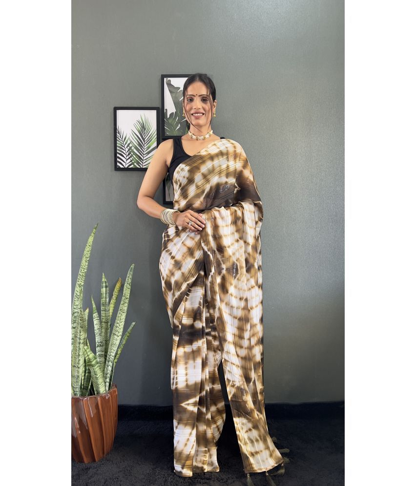     			Lady Shopi Pack of 1 Chiffon Dyed Saree With Blouse Piece ( Brown )