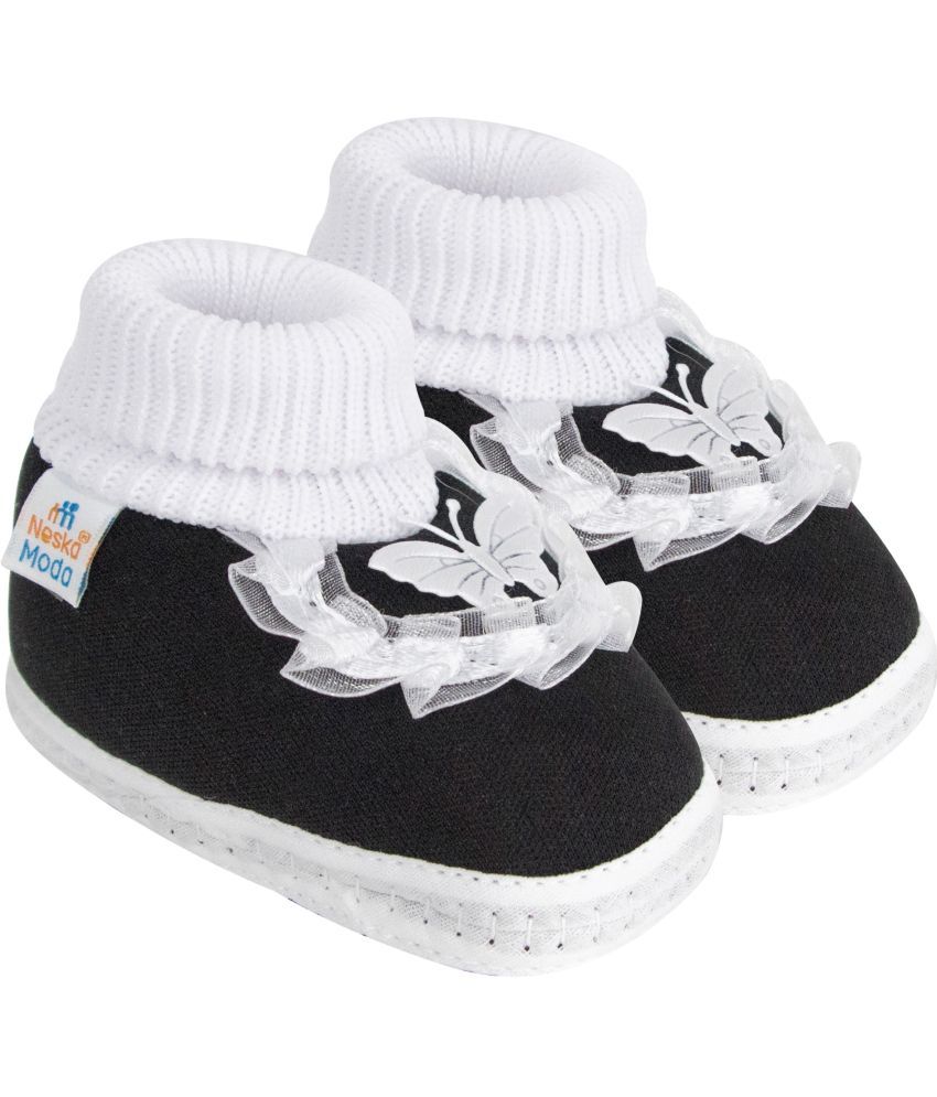     			Neska Moda - Black Booties For Baby Boy & Baby Girl 6-12 Months ( Pack of 1 )